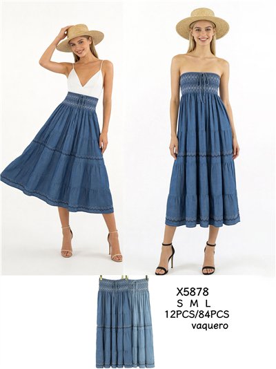 Falda larga símil denim multiposición 2