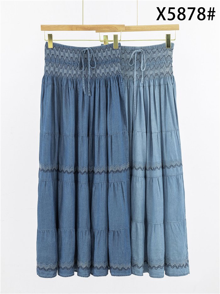 Convertible denim effect maxi skirt