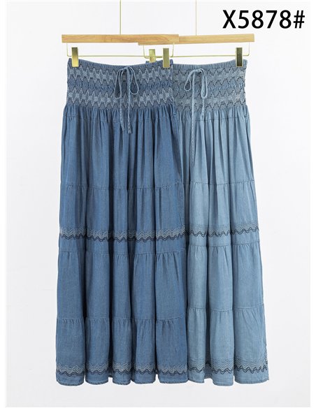 Convertible denim effect maxi skirt