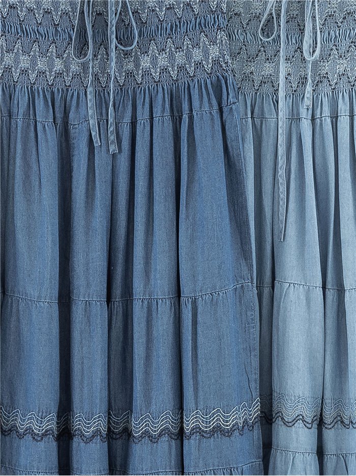 Convertible denim effect maxi skirt