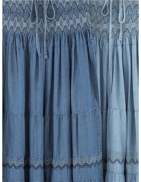 Convertible denim effect maxi skirt
