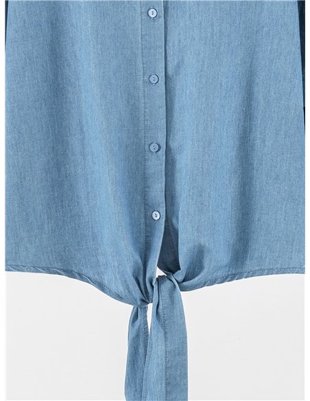 Kurzärmeliges Hemd in Jeansoptik mit Krawatte