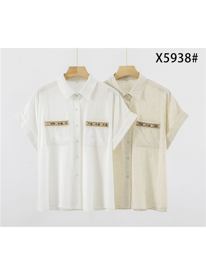 Camisa de lino con bolsillos joya