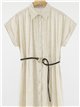 Vestido camisero midi de lino con cinturón