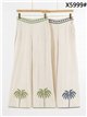 Pantalón de lino con bordado de palmeras
