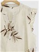 Blusa de lino bordada hojas con volante