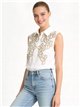 Camisa sin mangas con bordado floral