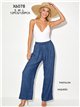 Pantalón wide-leg símil denim de cintura elástica