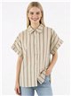 Camisa de lino rayas de manga corta