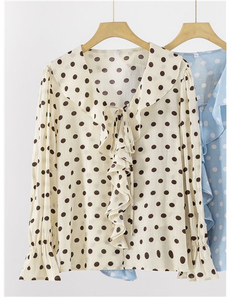 Gepunktete Bluse mit Rüschen