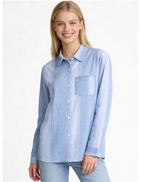 Camisa patchwork de rayas y vichy