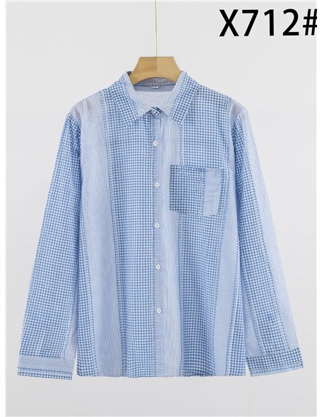 Camisa patchwork de rayas y vichy