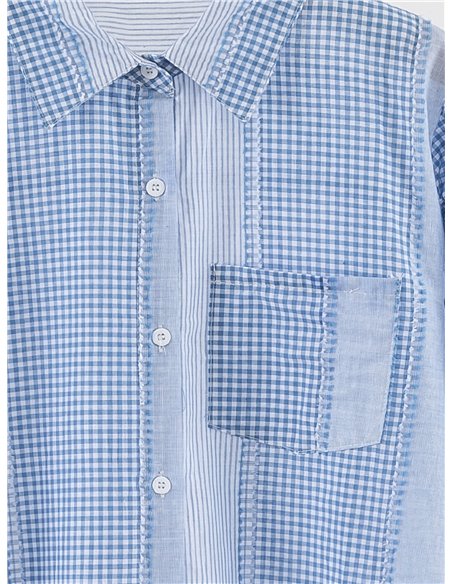 Camisa patchwork de rayas y vichy