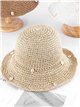 Sombrero de rafia crochet con conchas decorativas