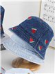 Playful embroidered denim bucket hat