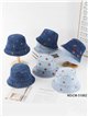 Playful embroidered denim bucket hat