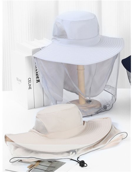 Sombrero antimosquitos con malla protectora