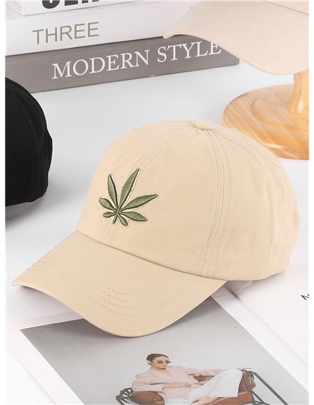 Embroidered leaf cap