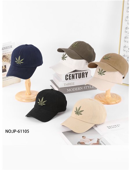 Embroidered leaf cap