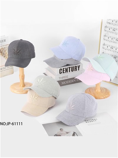 Gorra visera jaspeada con hoja bordada 2