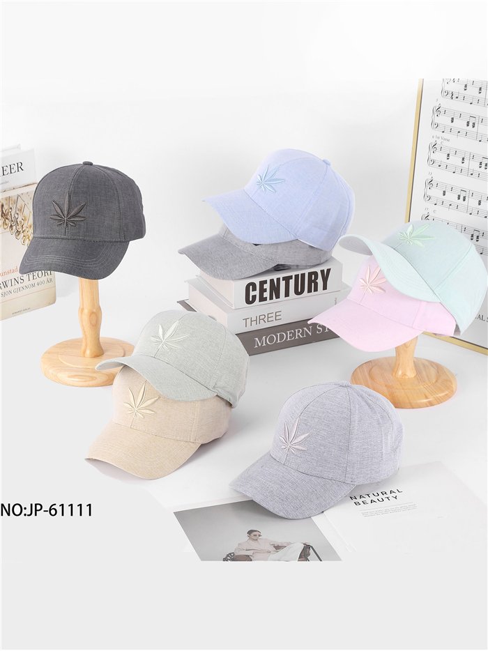 Gorra visera jaspeada con hoja bordada