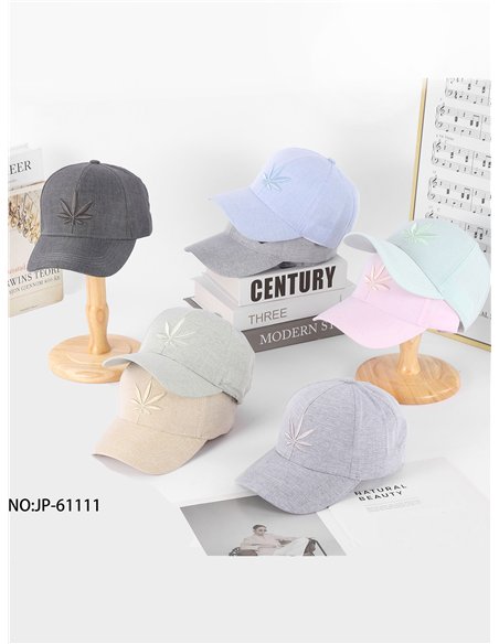 Gorra visera jaspeada con hoja bordada