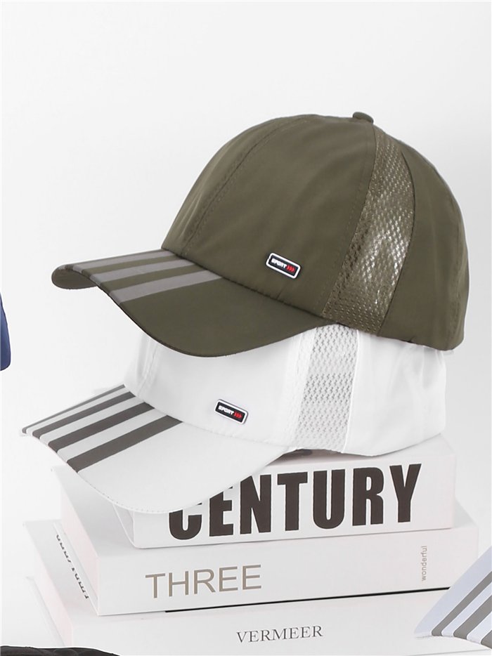 Gorra visera deportiva de rejilla con visera a rayas