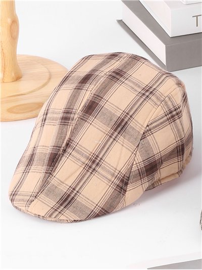 Gorra plana de cuadros retro