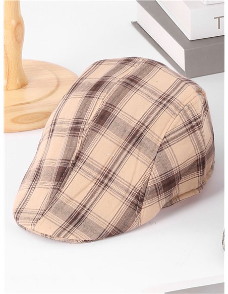 Gorra plana de cuadros retro