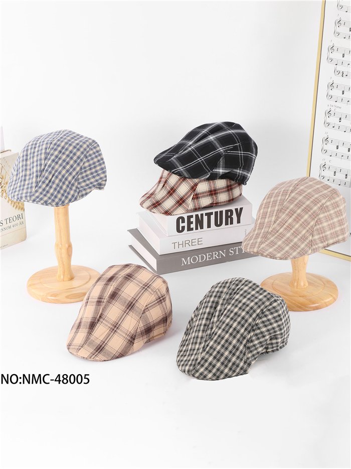 Gorra plana de cuadros retro