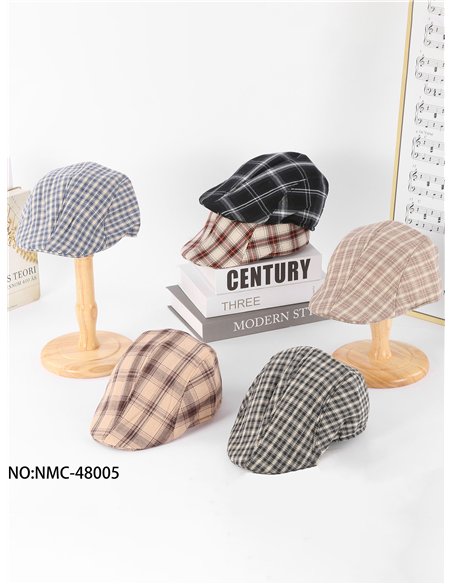Gorra plana de cuadros retro