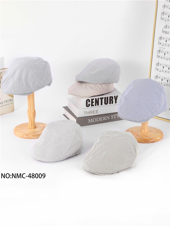 Fine stripe flat cap