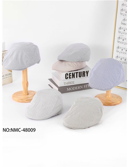 Fine stripe flat cap