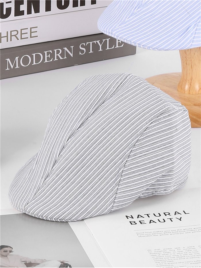 Striped flat cap