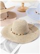 Chapeau en raphia orné de perles marines