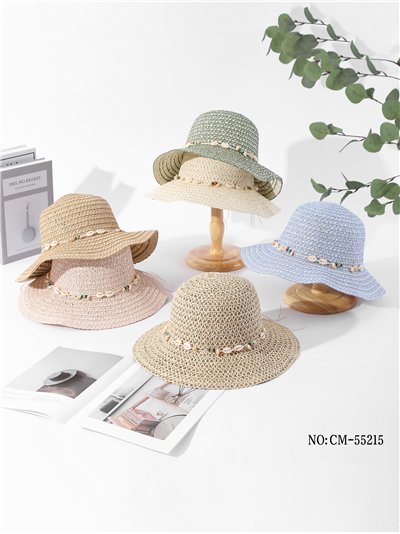 Sombrero de rafia con conchas 2