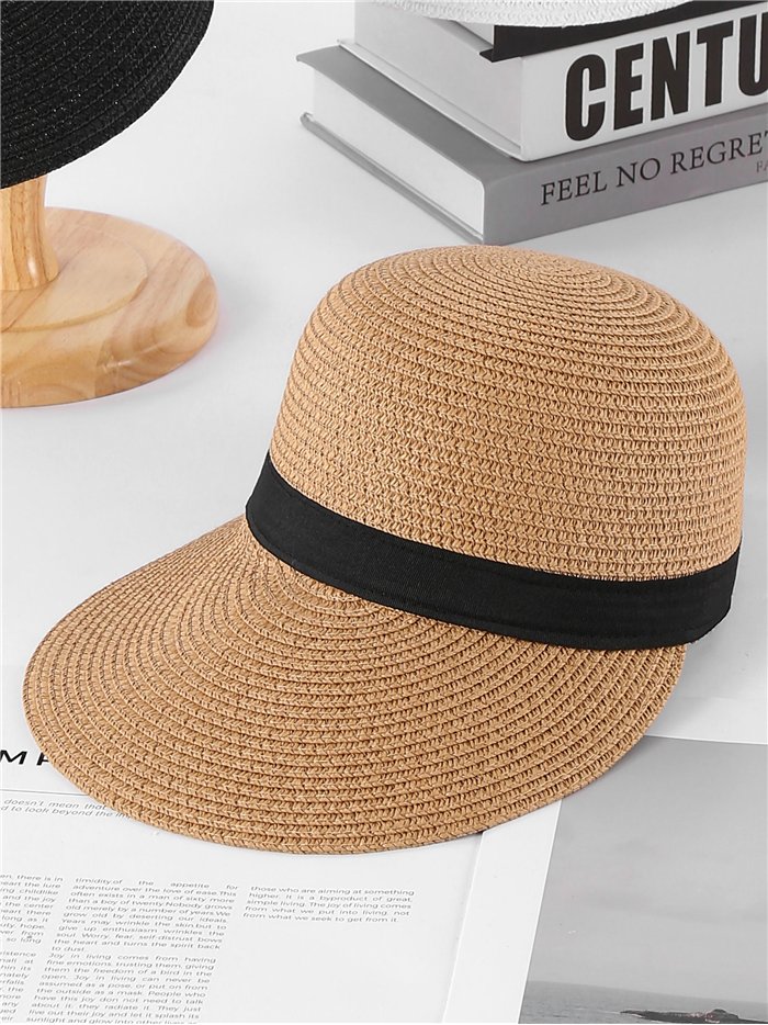 Viseira de ráfia com fita preta