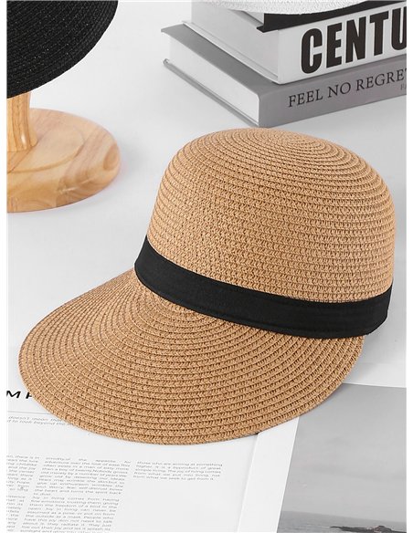 Viseira de ráfia com fita preta