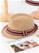 Sombrero fedora de rafia con cinta tricolor