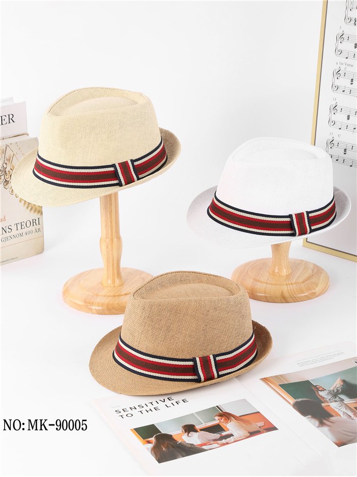 Sombrero fedora de rafia con cinta tricolor