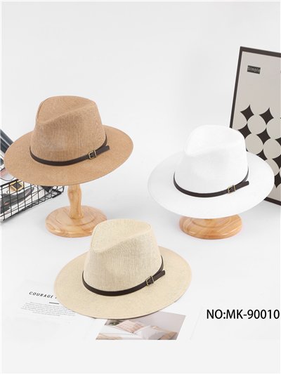 Raffia-Fedora-Hut mit Gürtel 2