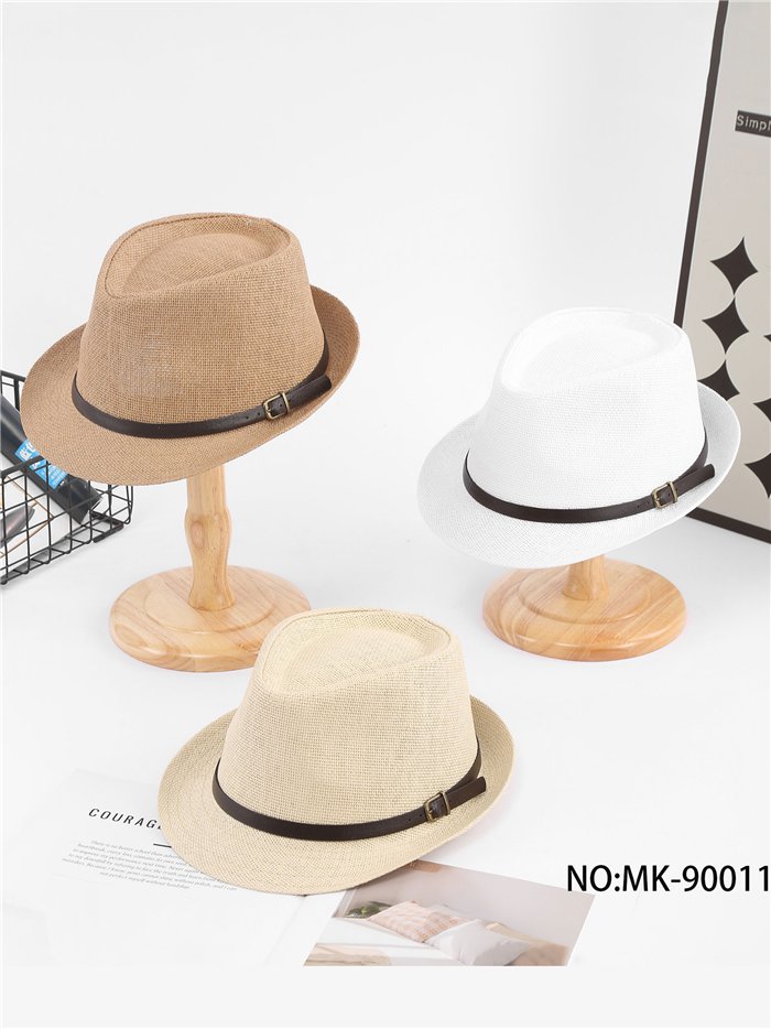 Sombrero fedora de rafia con correa clásica