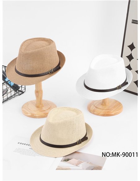 Sombrero fedora de rafia con correa clásica