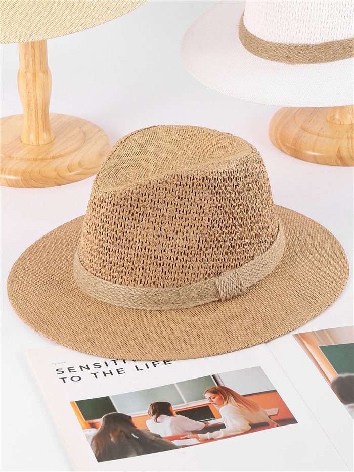 Raffia-Fedora-Hut mit Juteband