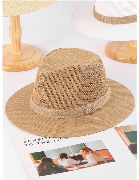 Raffia-Fedora-Hut mit Juteband