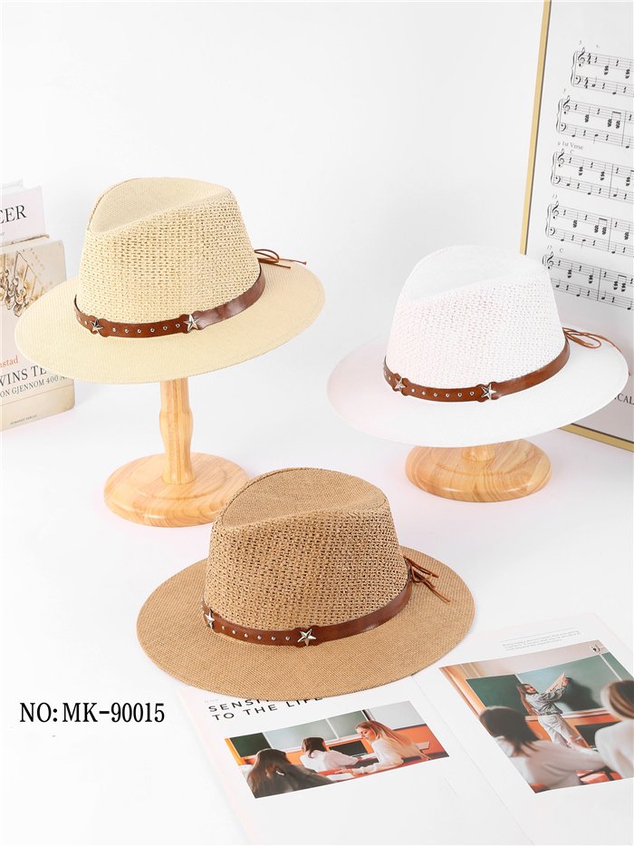 Raffia-Fedora-Hut mit Sternen