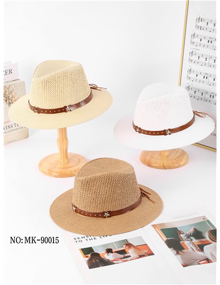 Raffia-Fedora-Hut mit Sternen