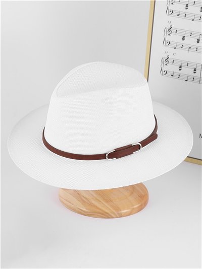 Sombrero fedora de rafia con banda minimal