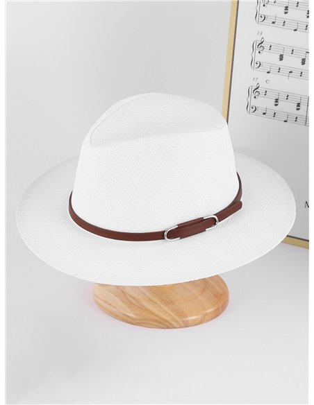 Sombrero fedora de rafia con banda minimal