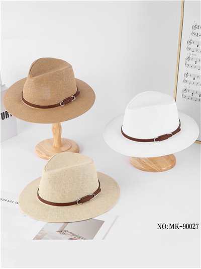 Sombrero fedora de rafia con banda minimal 2